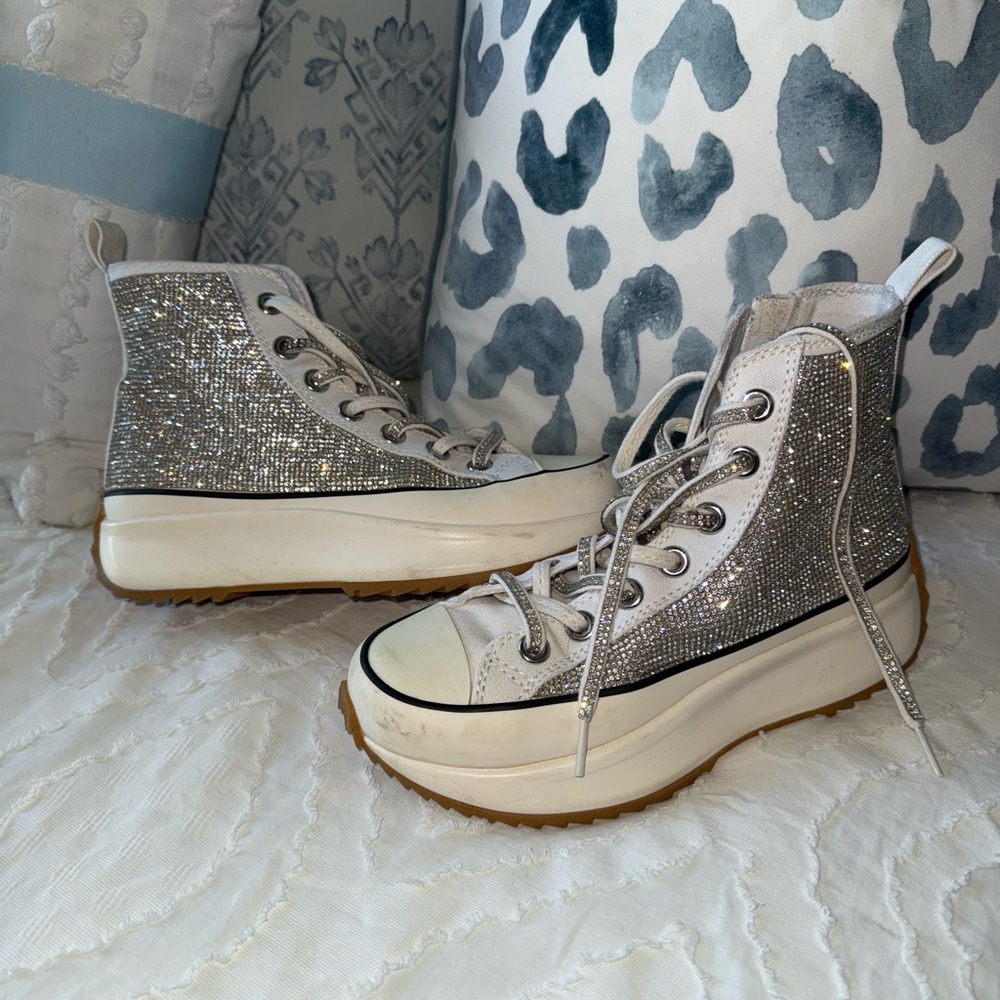 Steve Madden Silver Glitter High-Top Sneakers